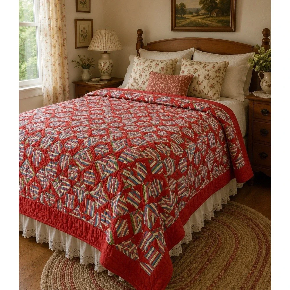 Vintage Handmade Quilt Patchwork 76x76